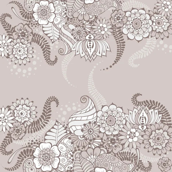 Mehndy fleurs carte grise — Image vectorielle