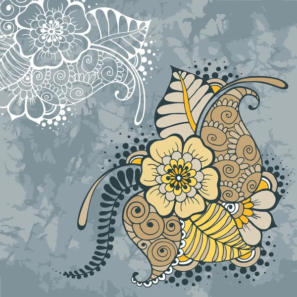 Carte fleurs Mehndy — Image vectorielle