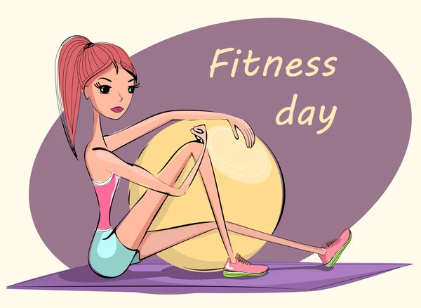 Illustration von Fitness-Mädchen — Stockvektor