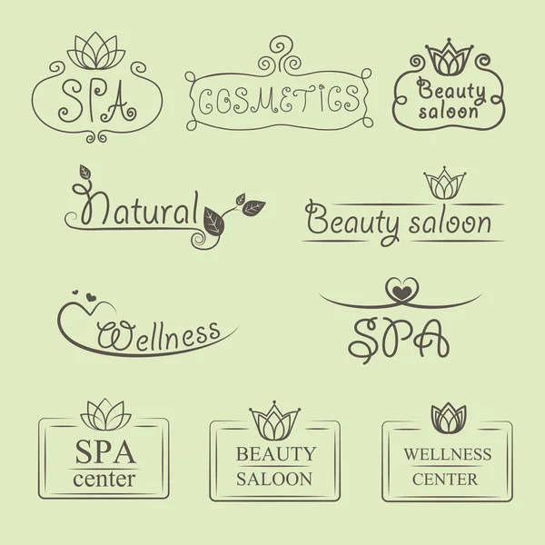 Logotipos vectoriales de belleza y naturaleza manuscritos — Vector de stock