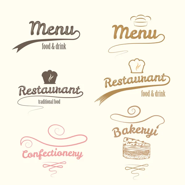 Vektoros logók. Étterem címkék állítva. — Stock Vector