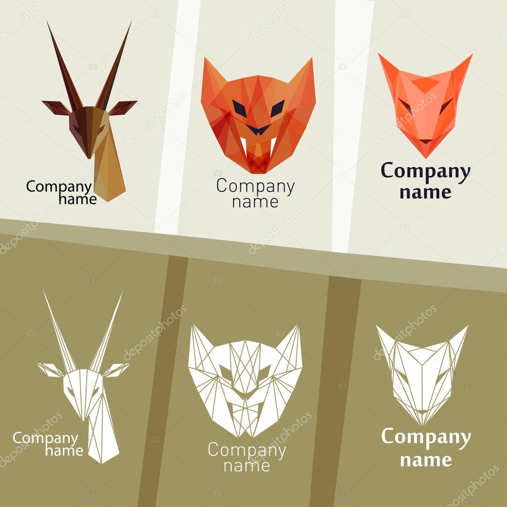 Vector illustration. Poligon animals logos.Editable.