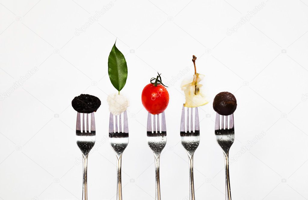 Vegetables on a fork
