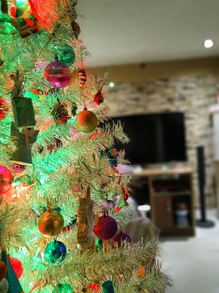 Fotografia Parcial Arbol Navidad Sala Hogar Mexicano — Stockfoto