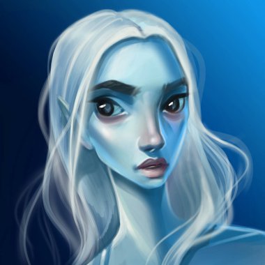 Sihirli bir fantezi kız. Dijital avatar