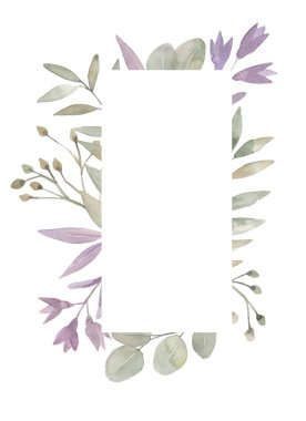 Yaprak ve dallardan oluşan zarif suluboya çerçeve