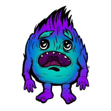 Çizgi film sevimli ve çirkin karakteri. Violet güzel maskot..