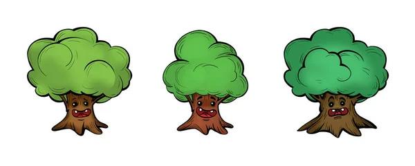 Collections Funny Heroes Tiny Unique Trees Characters Funny Mascots — Stock Photo, Image