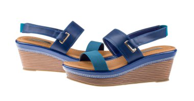 Beyaz zemin üzerine mavi yüksek topuk çifti