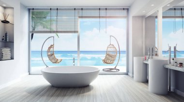 Banyo 3D çiziminin modern iç tasarımı