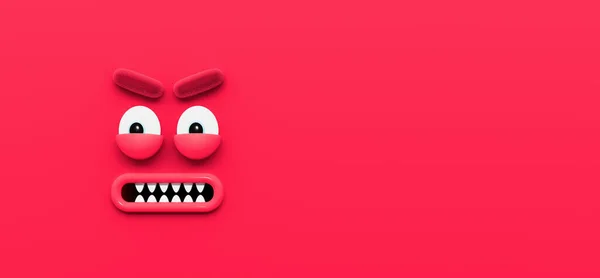 Funny Angry Red Character Face Expression Background Render Illustration — Stock fotografie