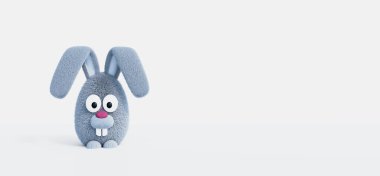 Beyaz arka planda pembe burunlu Paskalya tavşanı. Paskalya bayramı konsepti 3D Render 3D illüstrasyon