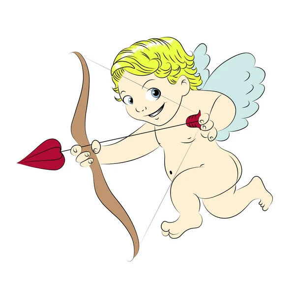 Cute Little Cupid Wektor Ilustracji Izolowane Białym Tle — Wektor stockowy