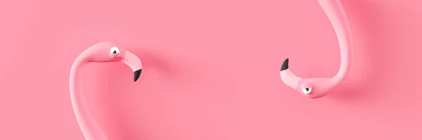 Funny Pink Flamingos Pink Pastel Background Abstract Decorative Concept Render — 스톡 사진