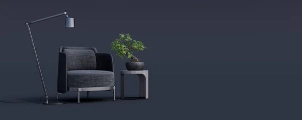 스튜디오에 의자가 창의적 인테리어 디자인 렌더링 일러스트 — 스톡 사진