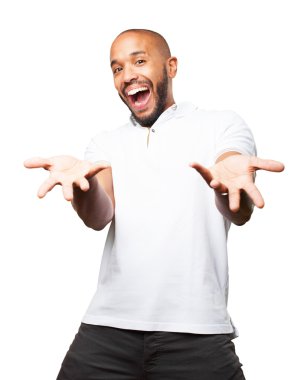 sürpriz ifade ile siyah iş adamı