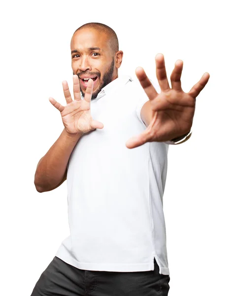 Homem negro com expressão preocupada — Fotografia de Stock