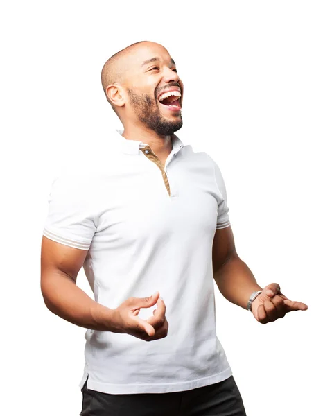Homem de negócios negro com expressão feliz — Fotografia de Stock