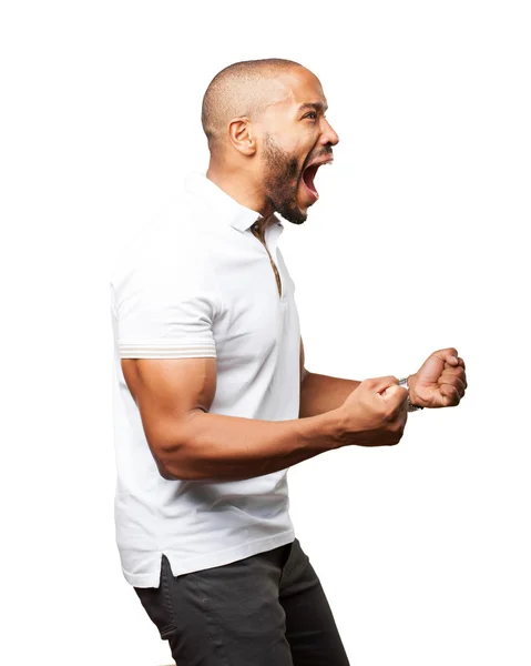 Homem de negócios negro com expressão feliz — Fotografia de Stock