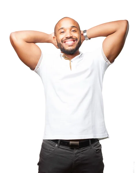 Hombre de negocios negro con expresión feliz — Foto de Stock