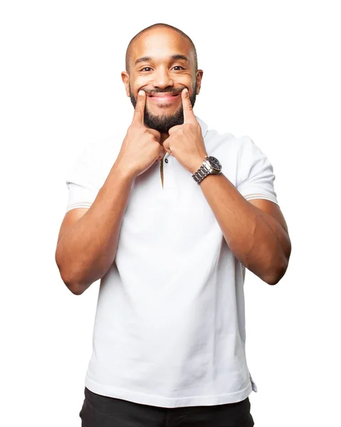 Homem de negócios negro com expressão feliz — Fotografia de Stock