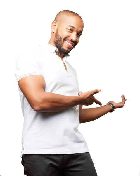 Zwarte zakenman met gelukkig expressie — Stockfoto