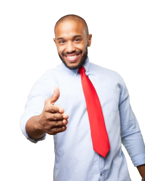 Hombre de negocios negro con expresión feliz — Foto de Stock