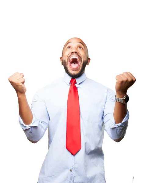 Uomo d'affari nero con espressione felice — Foto Stock