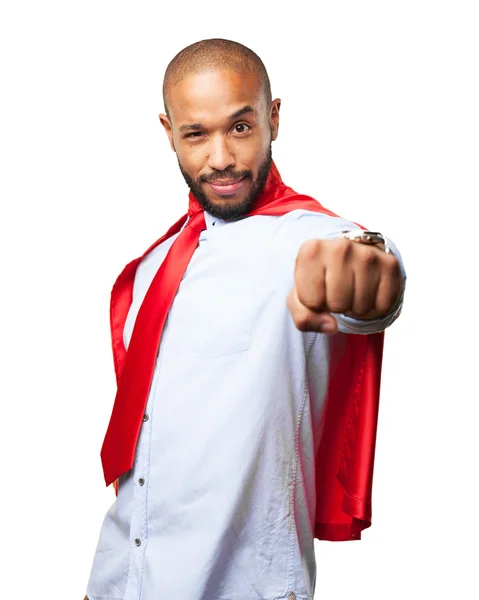 Black man hero with angry expression — Stock Photo, Image