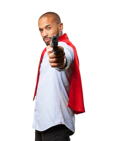 Black businessman with gun — Stock Photo, Image