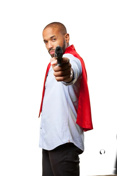 Zwarte zakenman met pistool — Stockfoto