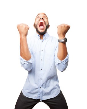 kızgın ifade ile siyah iş adamı