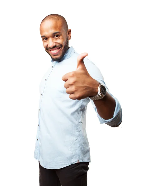 Hombre de negocios negro con expresión feliz — Foto de Stock