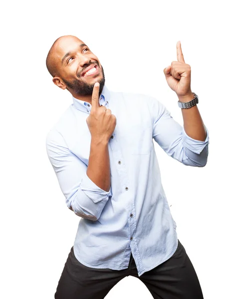 Homem de negócios negro com expressão feliz — Fotografia de Stock