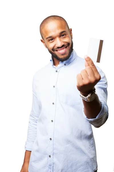 Hombre de negocios negro con tarjeta de crédito — Foto de Stock