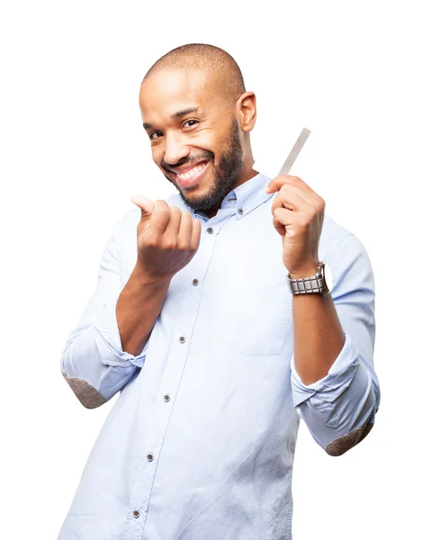 Black businessman with credit card — Stock Photo, Image