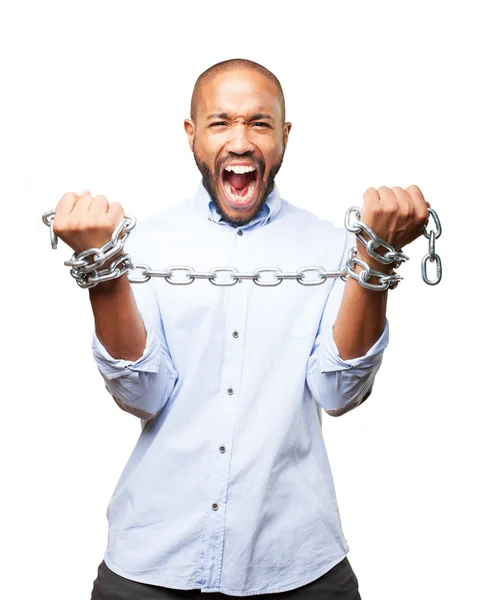 Black young businessman with chain — Stock Photo, Image