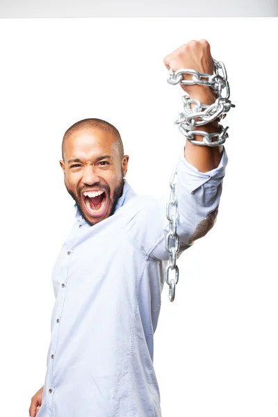 Černá mladý podnikatel s řetězem — Stock fotografie