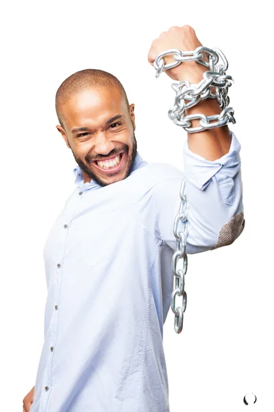 Negro joven hombre de negocios con cadena — Foto de Stock