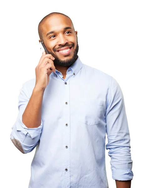 Hombre de negocios negro con teléfono móvil —  Fotos de Stock