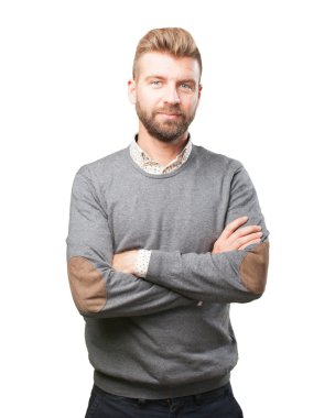 sarışın adam mutlu ifade ile
