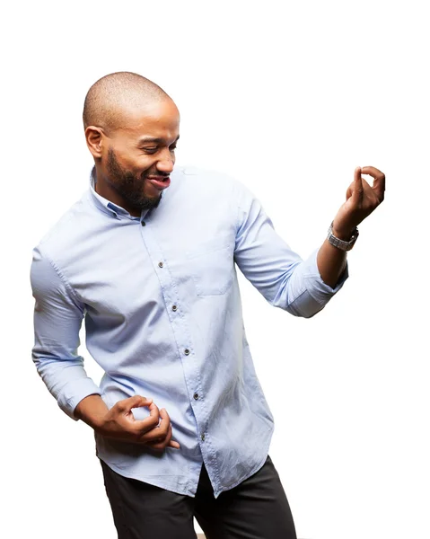 Homem de negócios negro com expressão feliz — Fotografia de Stock