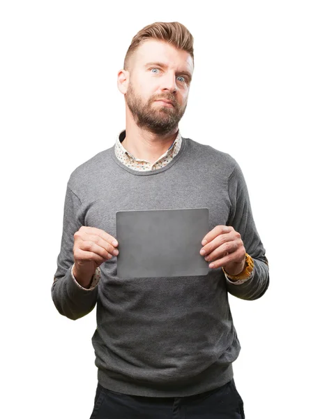Young man with empty blank — Stock Photo, Image