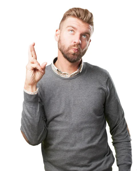 Blond man with worried expression — Stock Photo, Image