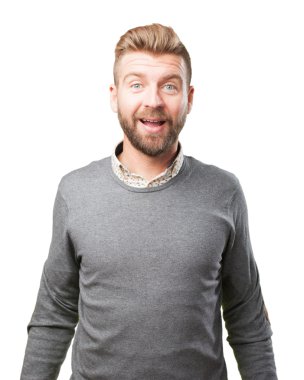 sürpriz ifade ile sarışın adam