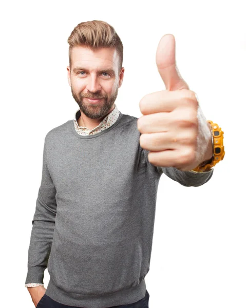 Blonde man met gelukkig expressie — Stockfoto