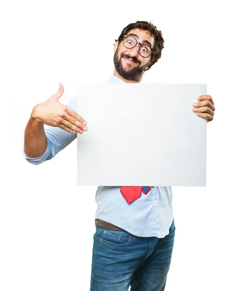 Louco homem de negócios com vazio em branco — Fotografia de Stock