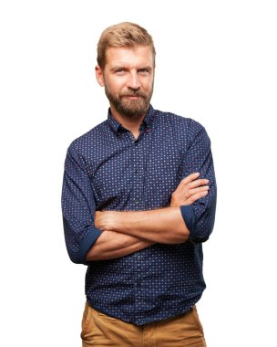 mutlu ifade ile sarışın iş adamı