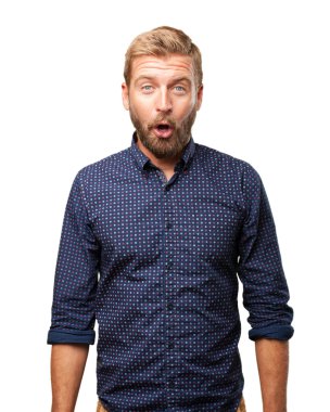 sürpriz ifade ile sarışın iş adamı