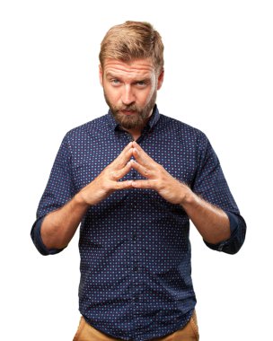 mutlu ifade ile sarışın iş adamı